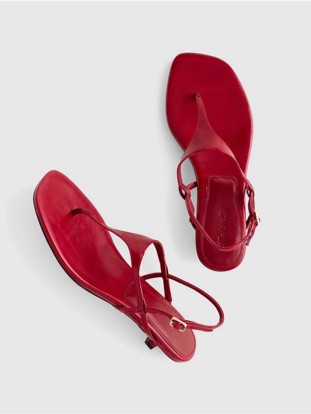 Madewell Red Leather Slingback Thong Kitten-Heel Sandal US 8.5 size - Picture 2 of 3